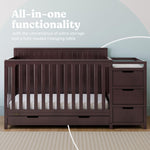 Graco Hadley 5-in-1 Convertible Crib with Drawer – GREENGUARD Gold Certified, Fits Standard Crib Mattress, Converts to Toddler Bed, Daybed and Full Bed, 4 Adjustable Mattress Heights (White)