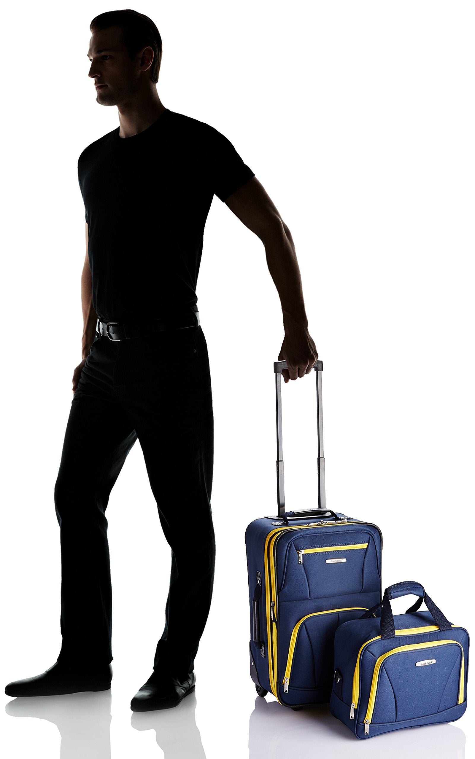 Rockland Fashion Softside 2 Piece Luggage Set, Expandable, (14" Tote/19" Upright), Purple