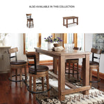 Signature Design by Ashley Valebeck Upholstered Swivel Stool, Cushioned Seat, Woven Fabric Upholstery, Wood, 24" H, Brown & Black