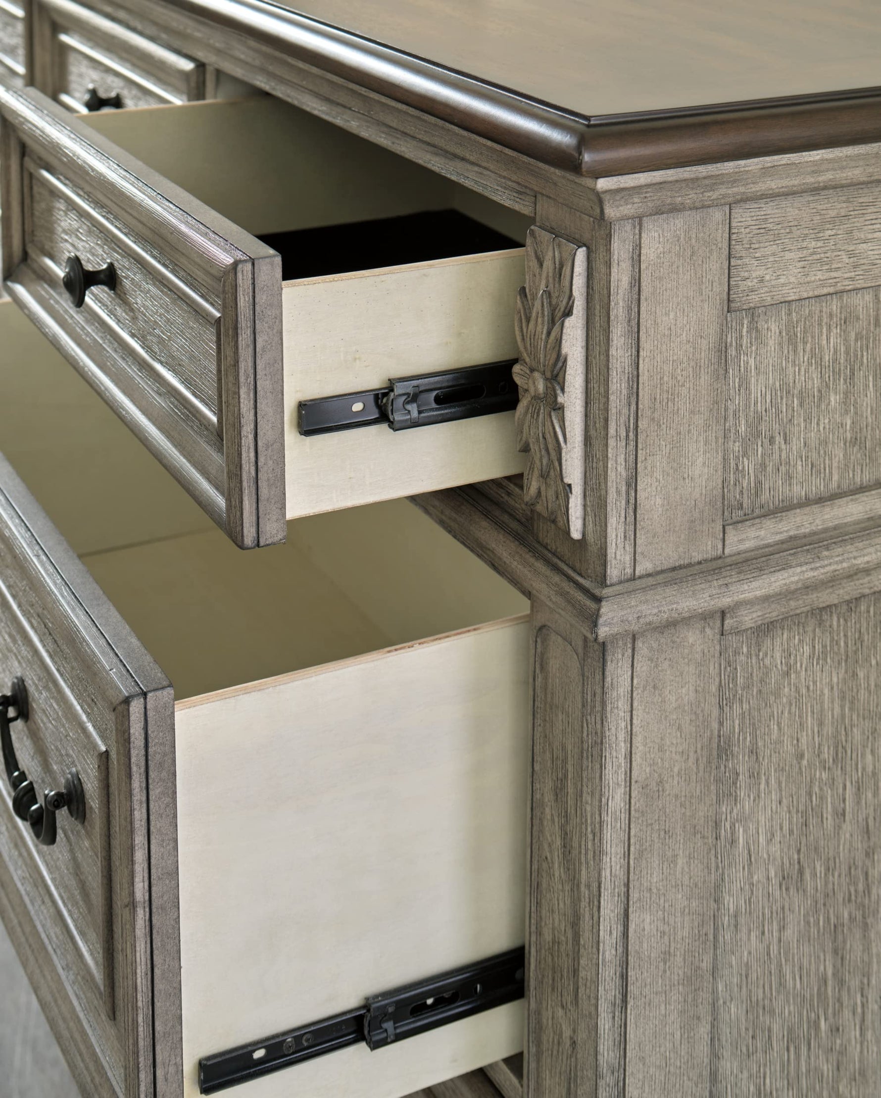 Signature Design By Ashley Realyn French Country Youth 6 Drawer Dresser, Chipped White & Brown