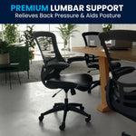 Flash Furniture Kelista Mid-Back Swivel Office Chair with Adjustable Seat Height, Ergonomic Mesh Desk Chair with Flip-Up Armrests, Black