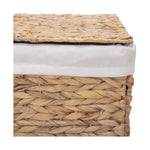 Seville Classics Premium Natural Handwoven Portable Laundry Bin Basket with Carrying Handles, Household Storage for Clothes, Linens, Sheets, Natural Water Hyacinth and Gray Rope, 3 Piece Set