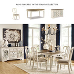 Signature Design by Ashley Realyn French Country Distressed Dining Room Server, 3 Drawers, 2 Cabinet Doors, Wood, 59" W x 17" D x 36.5" H, Chipped White