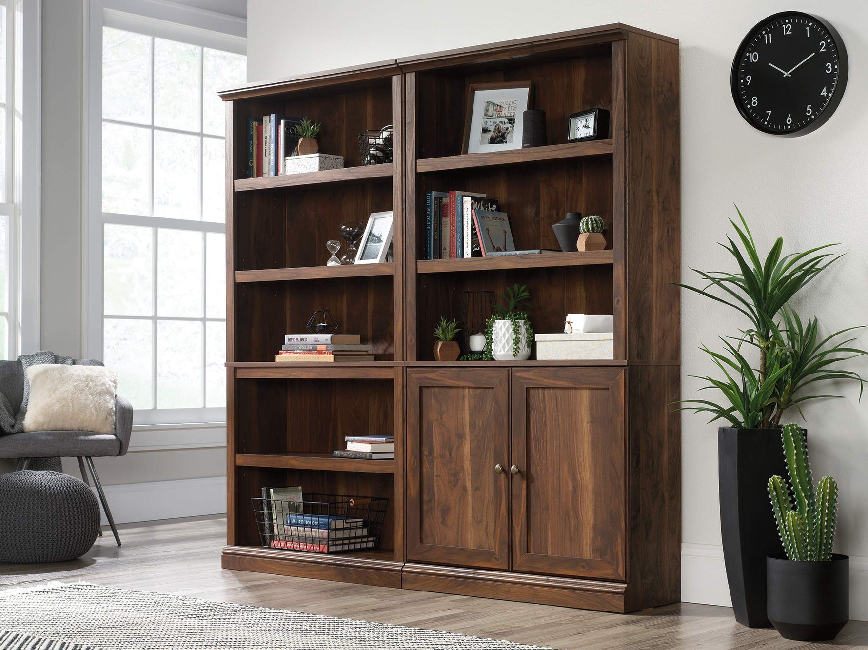 Sauder Miscellaneous Storage 5-Shelf/Book Shelf 2-Door Bookcase, Glacier Oak Finish