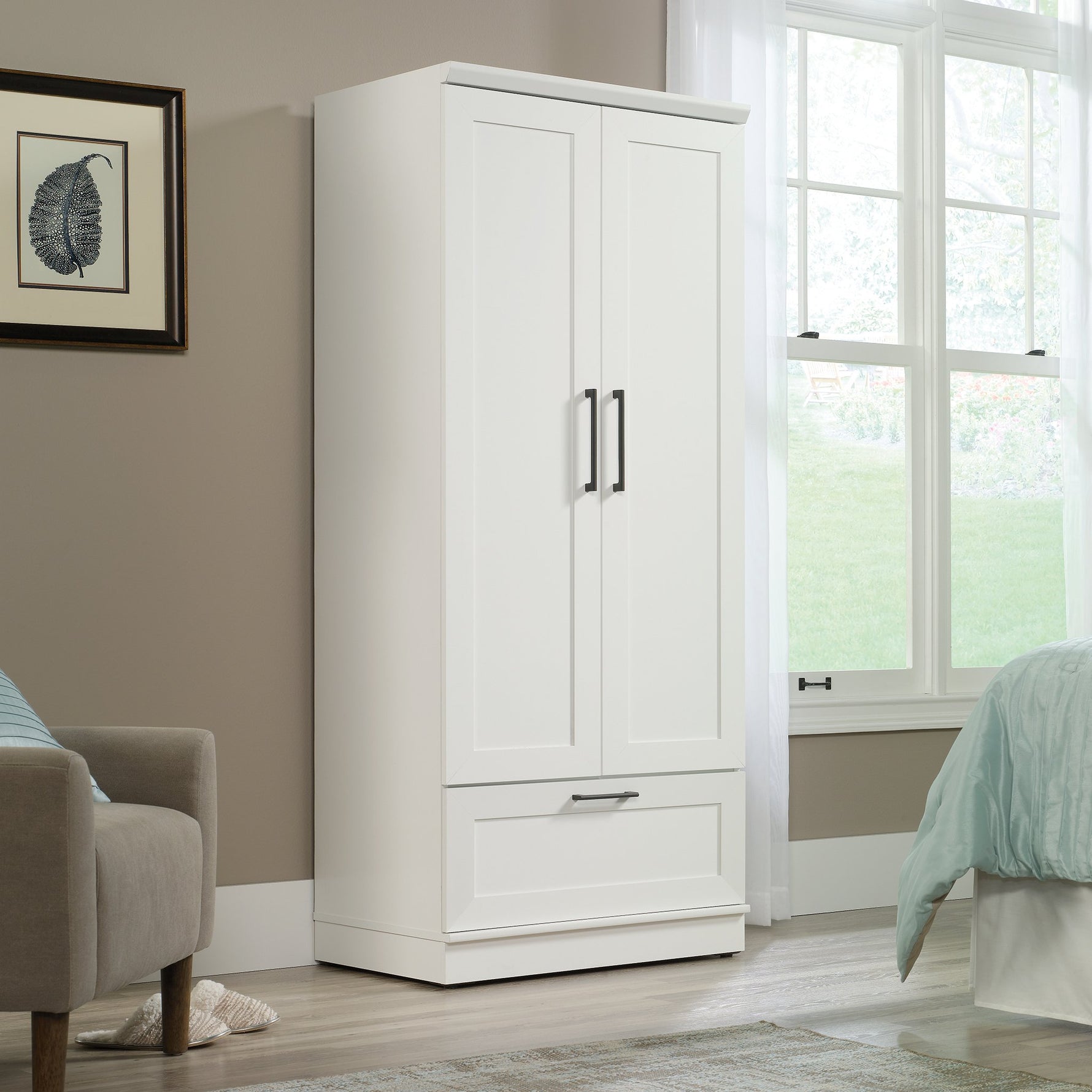 Sauder 411802 HomePlus Wardrobe/Storage Cabinet, L: 28.98" x W: 20.95" x H: 71.18", Sienna Oak finish