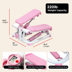 Sunny Health & Fitness Mini Steppers with Digital Monitor and Resistance Bands, Compact Low-Impact Cardio Machines for Home Workouts