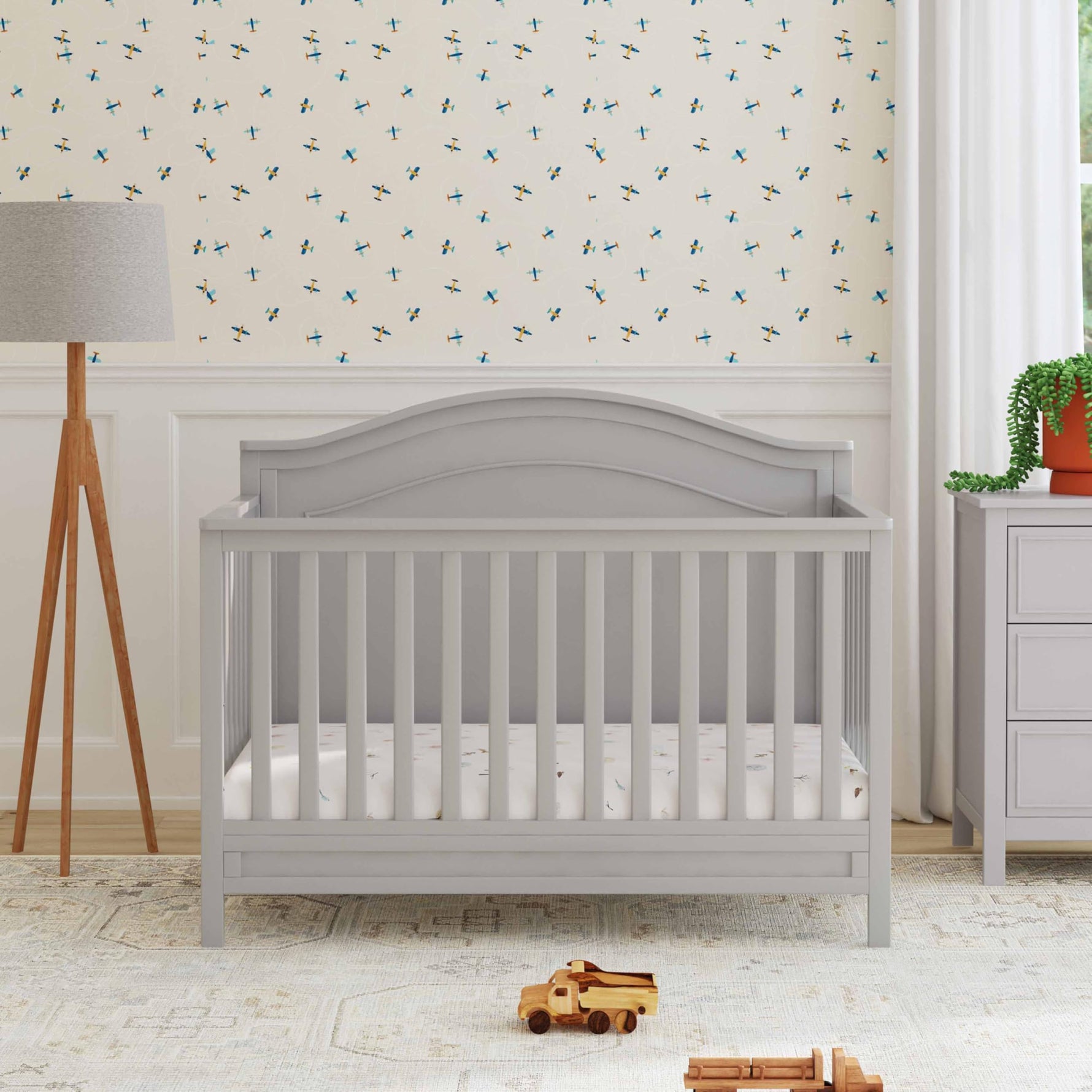 Davinci Charlie 4-in-1 Convertible Crib - GREENGUARD Gold Certified - Converts from Baby Crib to Toddler Bed, Daybed, and Full-Size Bed Effortlessly - 4 Adjustable Heights - Wooden White Baby Bed
