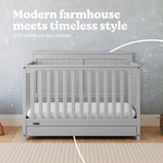 Graco Hadley 5-in-1 Convertible Crib with Drawer – GREENGUARD Gold Certified, Fits Standard Crib Mattress, Converts to Toddler Bed, Daybed and Full Bed, 4 Adjustable Mattress Heights (White)