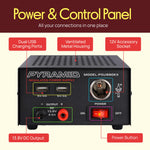 Universal Compact Bench Power Supply - 7 Amp Regulated Home Lab Benchtop AC-Dc Converter Power Supply for CB Radio, HAM W/ 13.8 Volt Dc 120V AC Supply, Dual USB, Cigarette Lighter - Pyramid PSU990KX