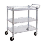 Seville Classics UltraDurable NSF Commercial Heavy Duty Metal Rolling Utility Cart, w/ Steel Shelves, Handle Bar for Restaurant, Garage, Warehouse, Kitchen, Office, Top Shelf (36"W x 18"D)