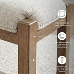 Signature Design by Ashley Cabalynn Farmhouse Upholstered Dining Bench, Foam Cushion, Hardwood Solids, 63.5" W x 16.5" D x 19.75" H, Beige & Light Brown