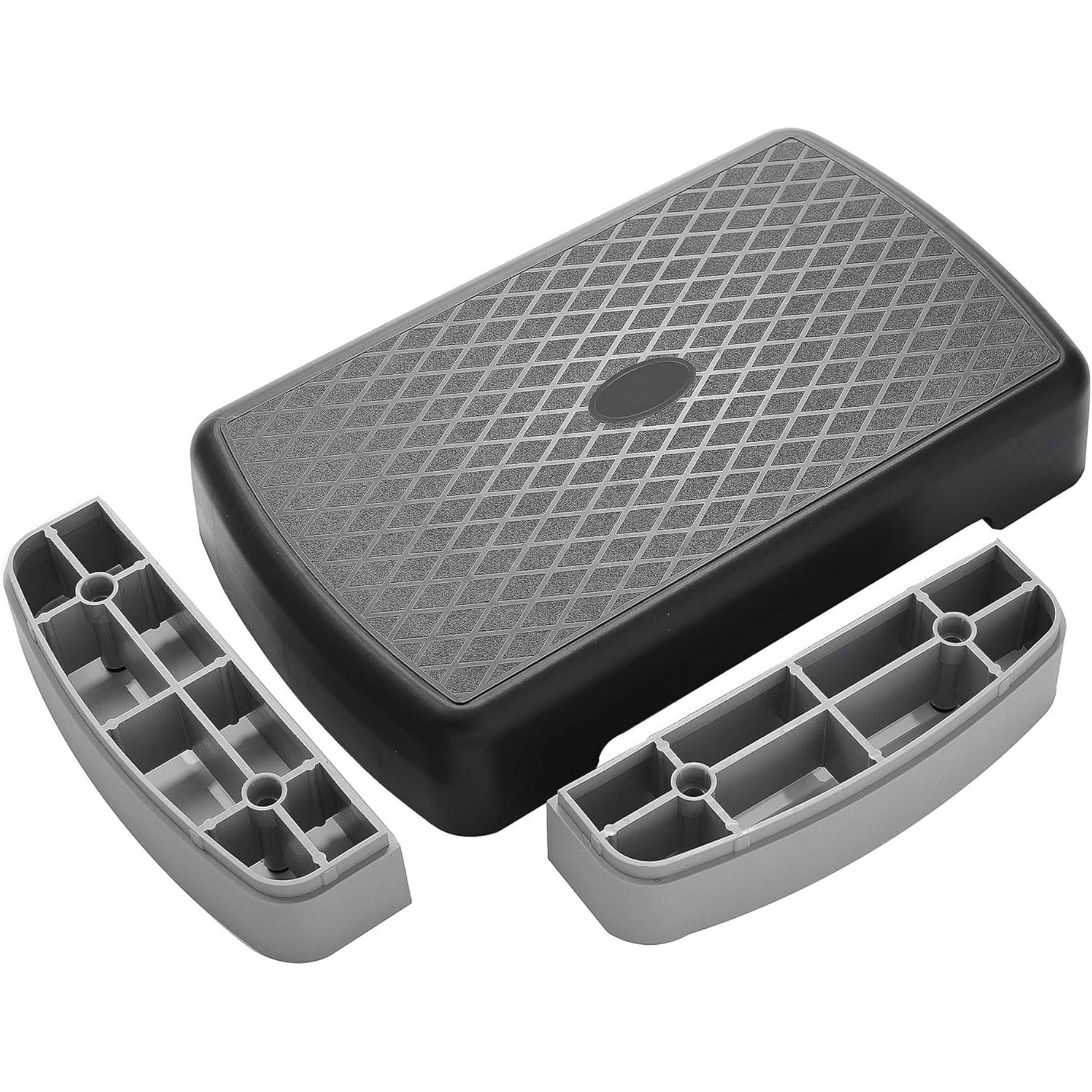 Fitvids 18" Workout Aerobic Stepper Step Platform with 2 Risers, Lightweight Portable Step Up Platform Trainer, Adjustable Height 3.2’’ 5.5’’ for Home Gym, Black and Gray