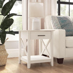 Bush Home End Table with Drawer, Nightstand with Storage, Living Room and Bedroom Furniture, Key West Collection, Washed Gray