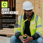 Pioneer Hi Vis Safety Bomber for Men - Waterproof, Reflective, ANSI Class 3, Winter Rain Jacket with Detachable Hood