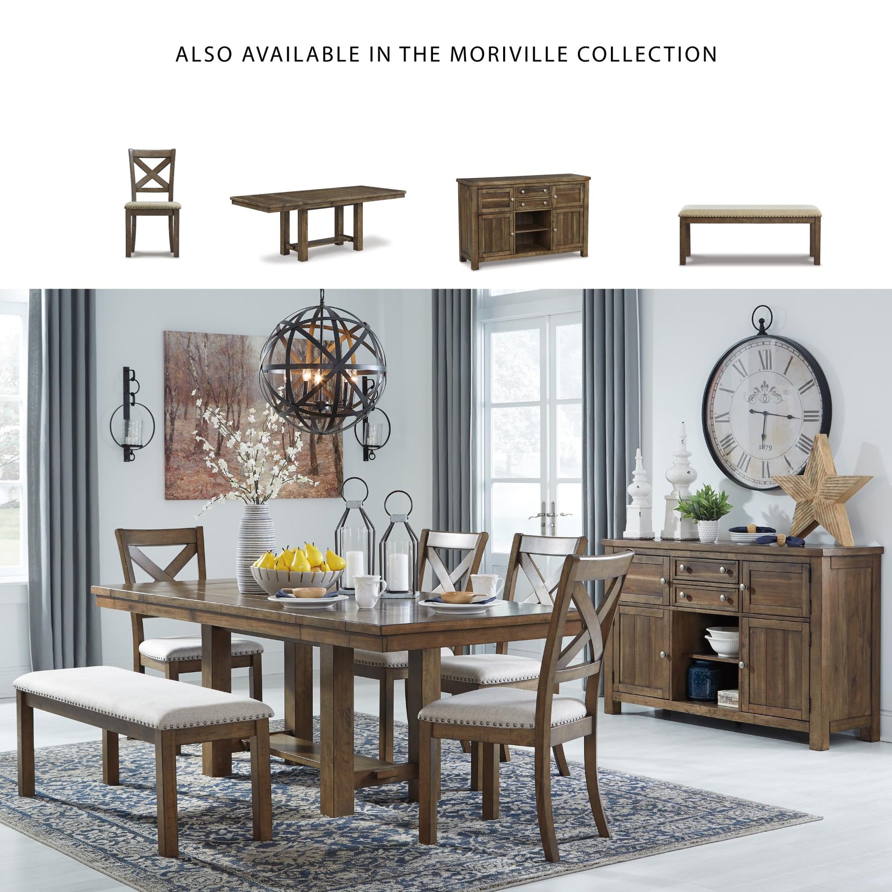 Signature Design by Ashley Moriville Modern Farmhouse 19" Upholstered Dining Room Chair, 2 Count, Brown