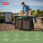 Keter Unity XL Portable Outdoor Table with Stainless Steel Top for Kitchen Prep and Outdoor Storage Cabinet for Grilling Accessories, Dark Grey