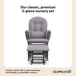 Storkcraft Premium Hoop Glider & Ottoman (Espresso with Beige) — GREENGUARD Gold Certified, Solid Wood Craftsmanship, Convenient Storage Pockets, Glider Rocking Chair for Nursery, Multi-Award-Winning