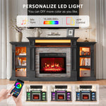 Naice 72" Electric Fireplace with Mantel and Cabinets, Fireplace TV Stand for Living Room Bedroom, Stacked Stone Surround and Remote Control 3D Realistic Flame, Black