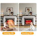 Naice 72" Electric Fireplace with Mantel and Cabinets, Fireplace TV Stand for Living Room Bedroom, Stacked Stone Surround and Remote Control 3D Realistic Flame, Black
