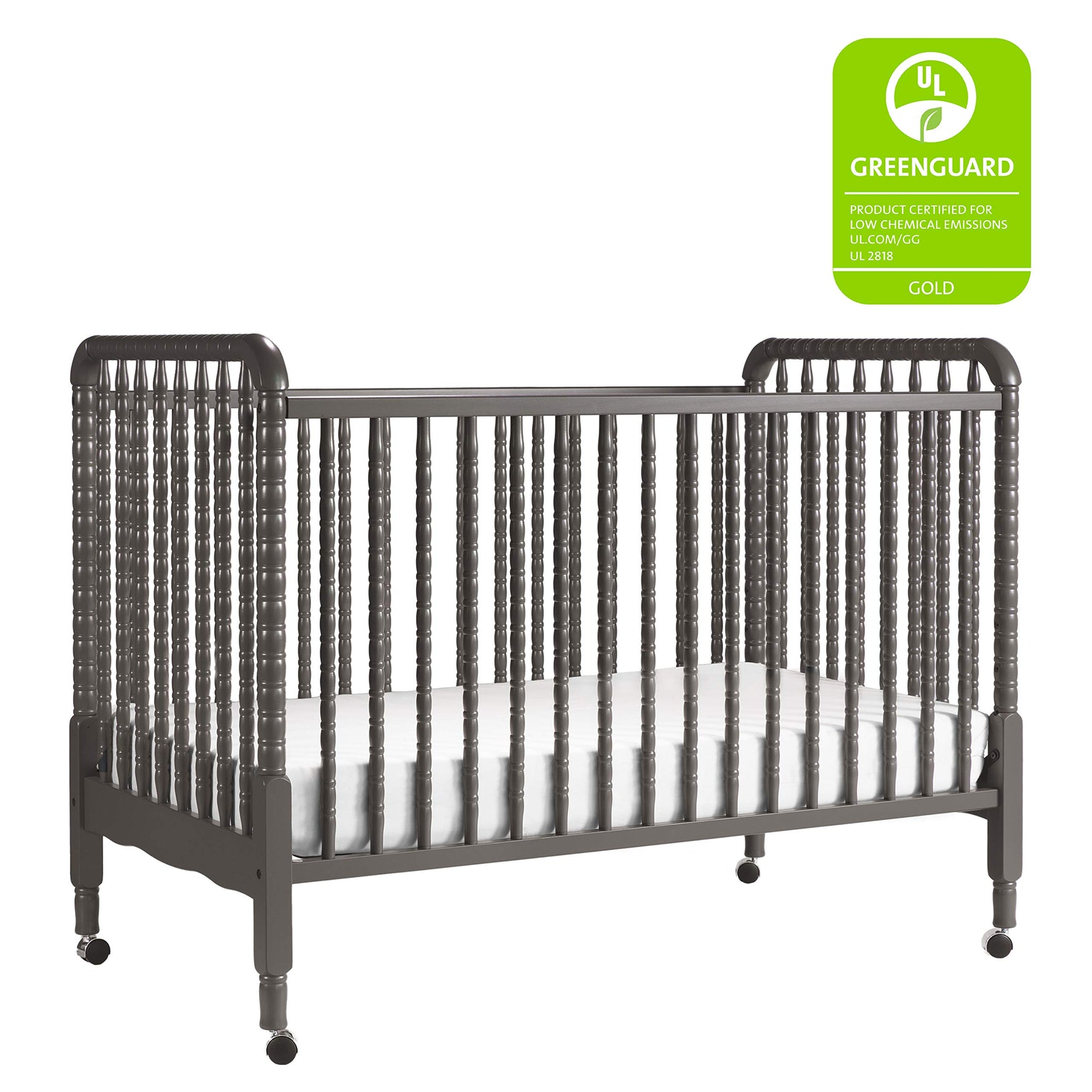 daVinci Jenny Lind 3-in-1 Baby Crib Convertible to Toddler Bed, Daybed - Easy to Assemble - GREENGUARD Gold Certified - 4 Adjustable Mattress Heights, Conversion Kit Sold Separately - White