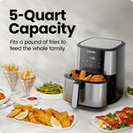 Chefman Air Fryer 8 Qt | TurboFry® 4-in-1 with 450°F Hi-Fry Option for Crispier Results | Bake, Dehydrate, Frozen | XL Nonstick Dishwasher-Safe Basket | Stainless Steel