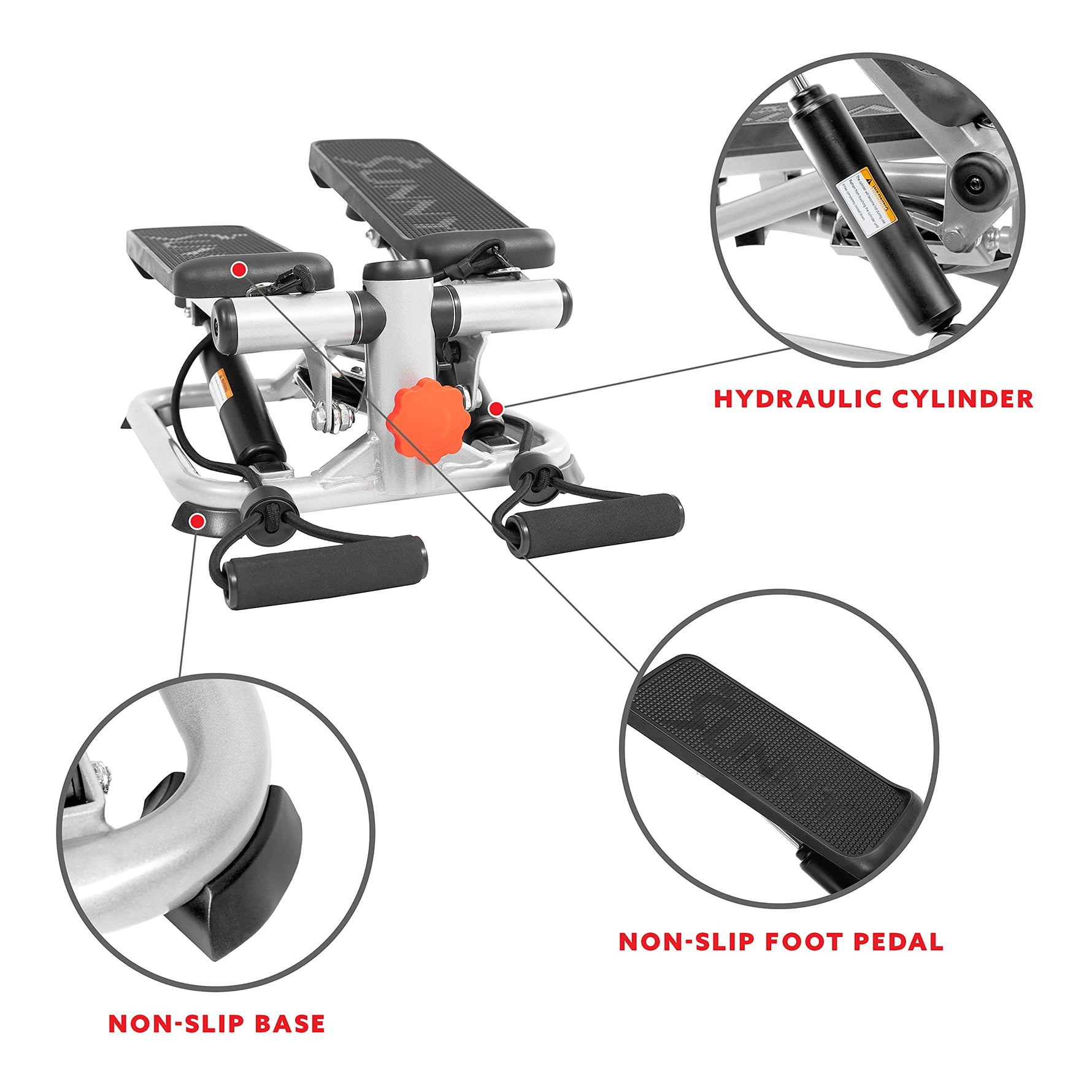 Sunny Health & Fitness Mini Steppers with Digital Monitor and Resistance Bands, Compact Low-Impact Cardio Machines for Home Workouts