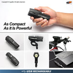 Cygolite Metro 1100 Pro Lumen Bike Light, USB Rechargeable, Secure Hard Mount, Night & Daytime Modes, Compact, Durable, IP67 Waterproof; Road, Mountain, Commuter Bicycles