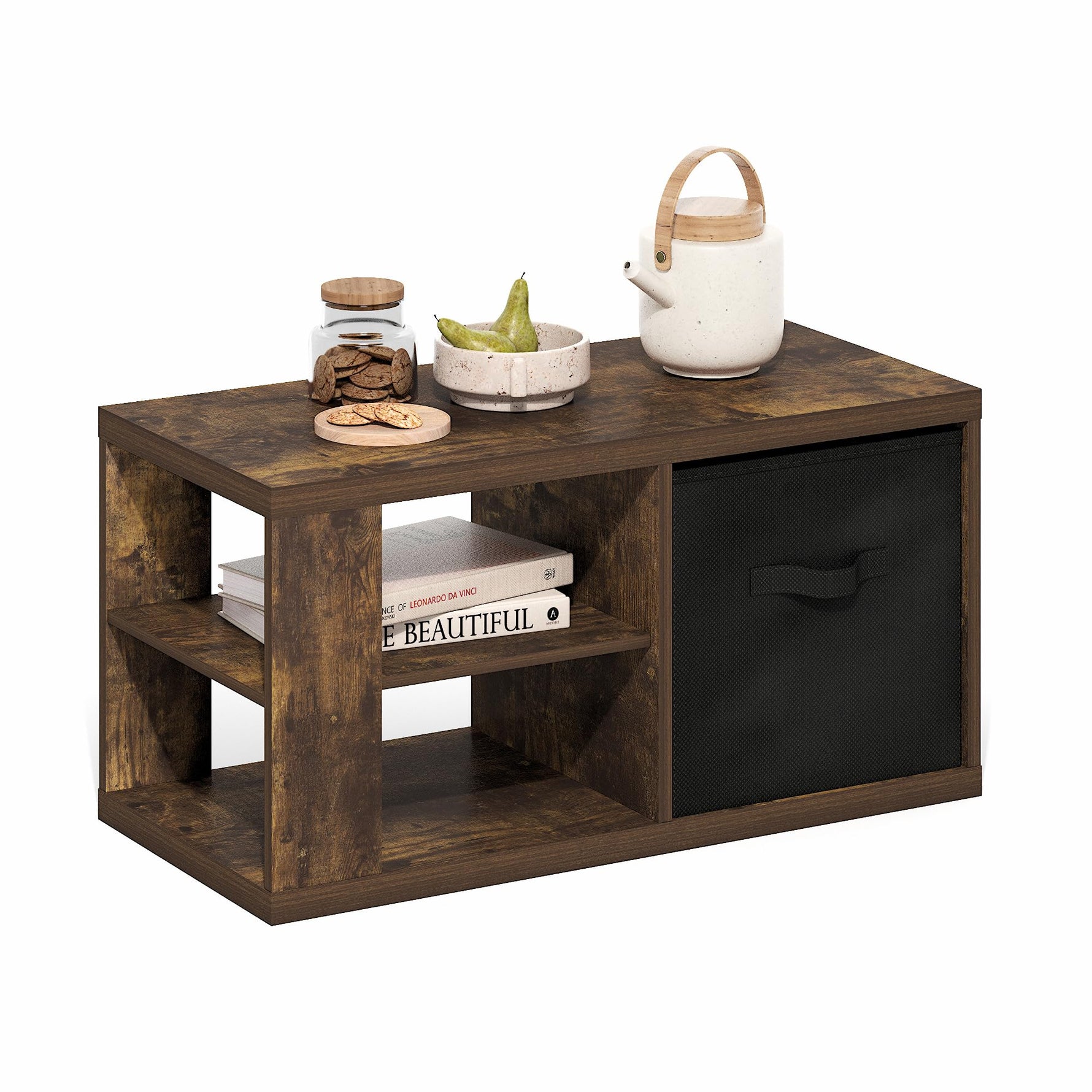 Furinno CLASSIC Coffee Table, Modern Rectangle Coffee Table with 1.8" Triple Thick Tabletop, Side Table, Toolless Assembly, for Living Room, Home Office, Black