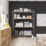 UltraDurable 5-Tier NSF Steel Wire Shelving, 48"W x 24"D x 76"H, Black | Heavy-duty commercial-grade solid steel wire storage rack featuring 800 pounds per shelf weight capacity