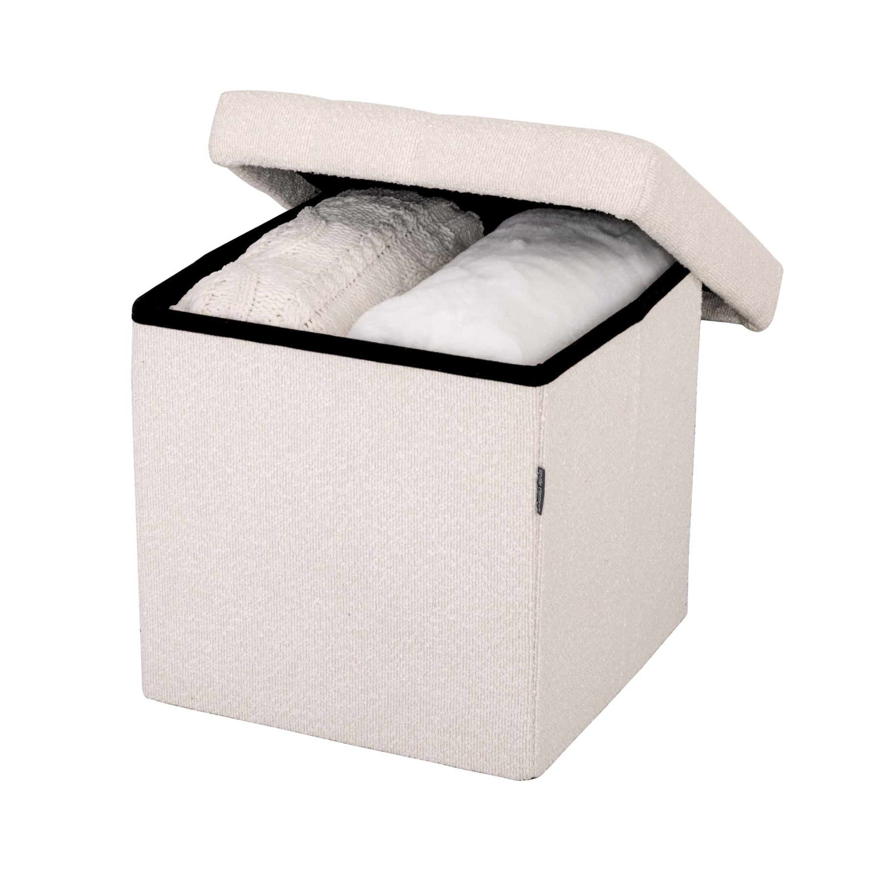 Seville Classics Cushioned Fabric Ottoman Hidden Storage Chest Footrest Chair, Padded Seat for Bedroom, Dorm, Loft, Living Room, Entryway, Hallway, Blue Velvet, 30" Bench