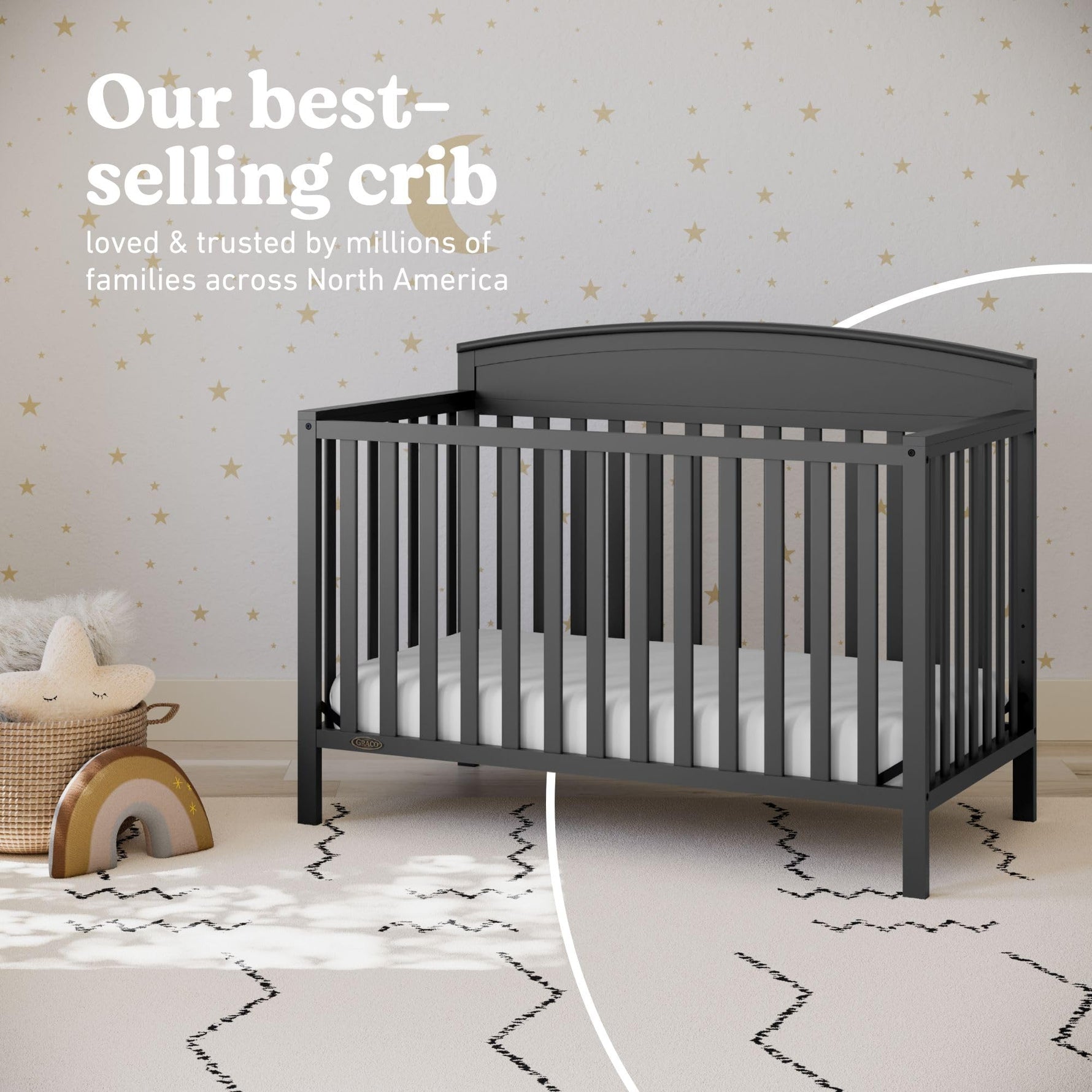 Graco Benton 5-in-1 Convertible Crib – GREENGUARD Gold Certified, Converts from Baby Crib to Toddler Bed, Daybed and Full-Size Bed, Fits Standard Full-Size Crib Mattress (White)
