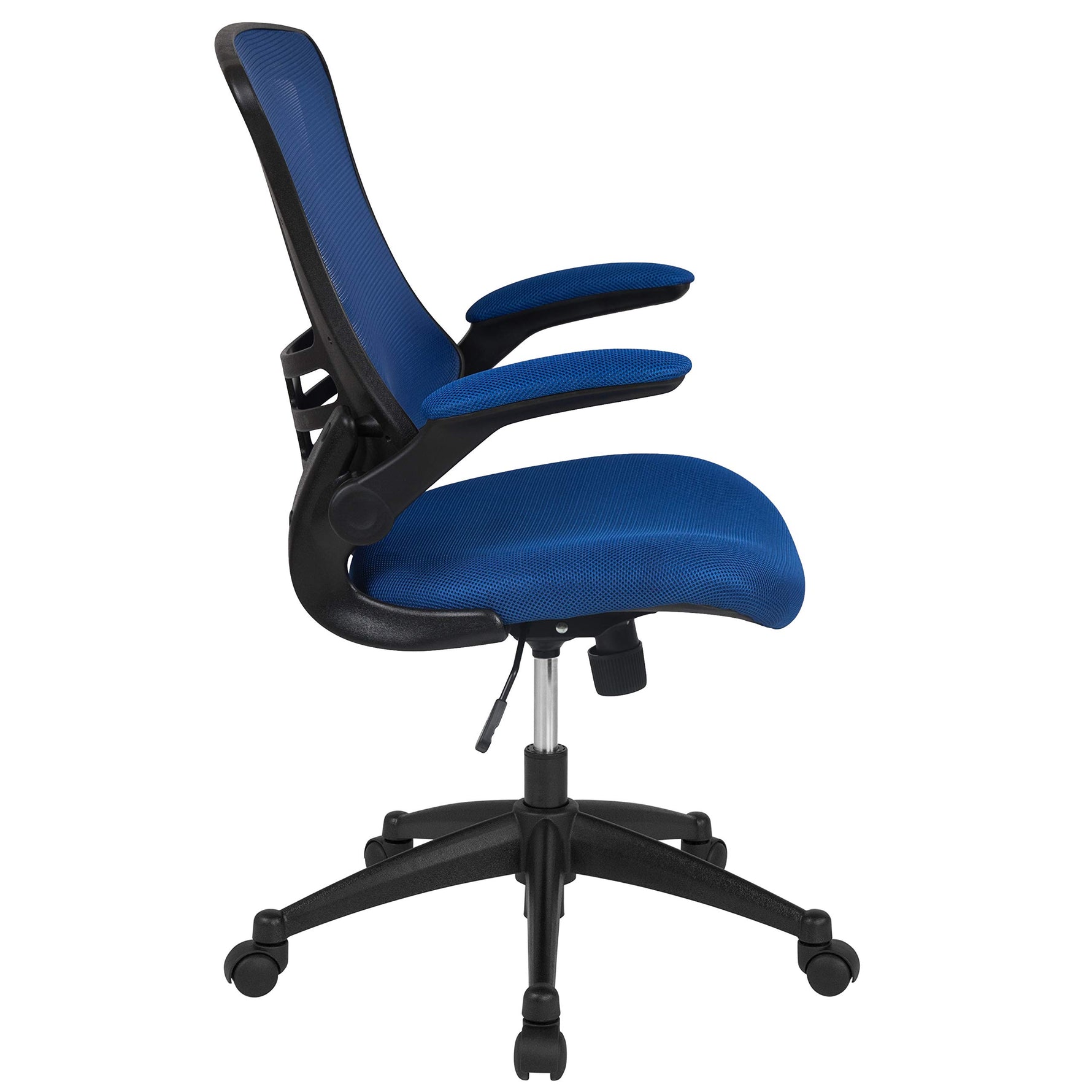 Flash Furniture Kelista Mid-Back Swivel Office Chair with Adjustable Seat Height, Ergonomic Mesh Desk Chair with Flip-Up Armrests, Black