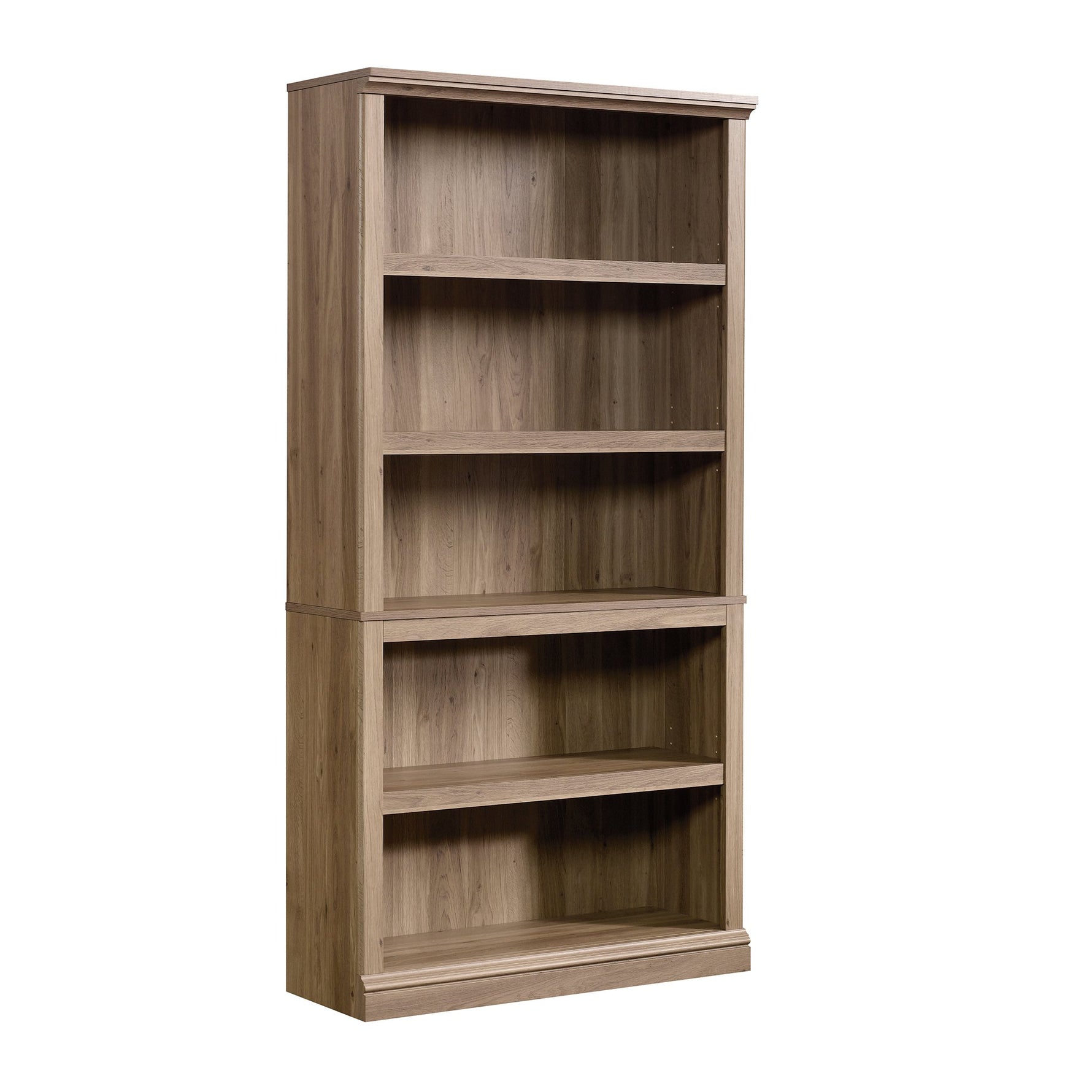 Sauder 5-Shelf Split Bookcase/ Book shelf, Oiled Oak finish