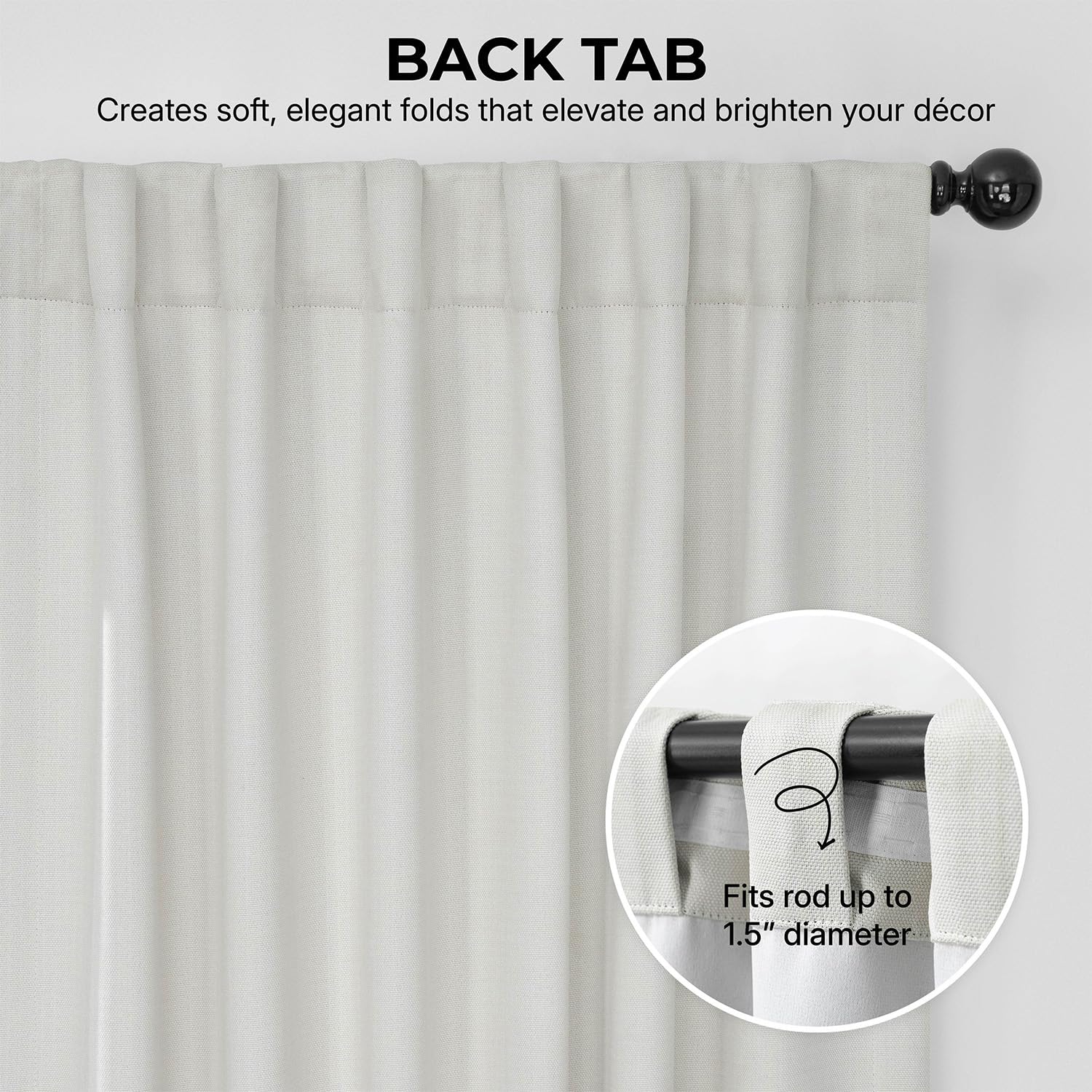 HPD Half Price Drapes - Faux Linen Curtains for Living Room (1 Panel) - 50W X 96L - Textured Room Darkening Curtains for Bedroom 96 Inches Long - Drapes for Home Decor, Birch
