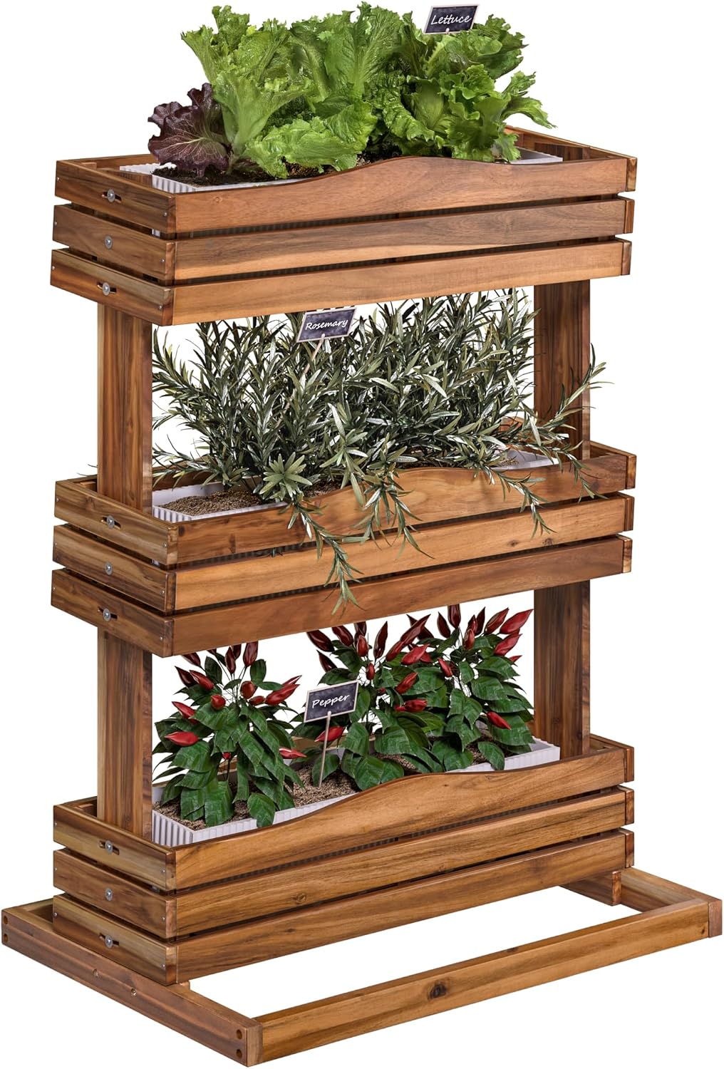 Seville Classics Acacia Wood 3-Tier Vertical Garden Planter