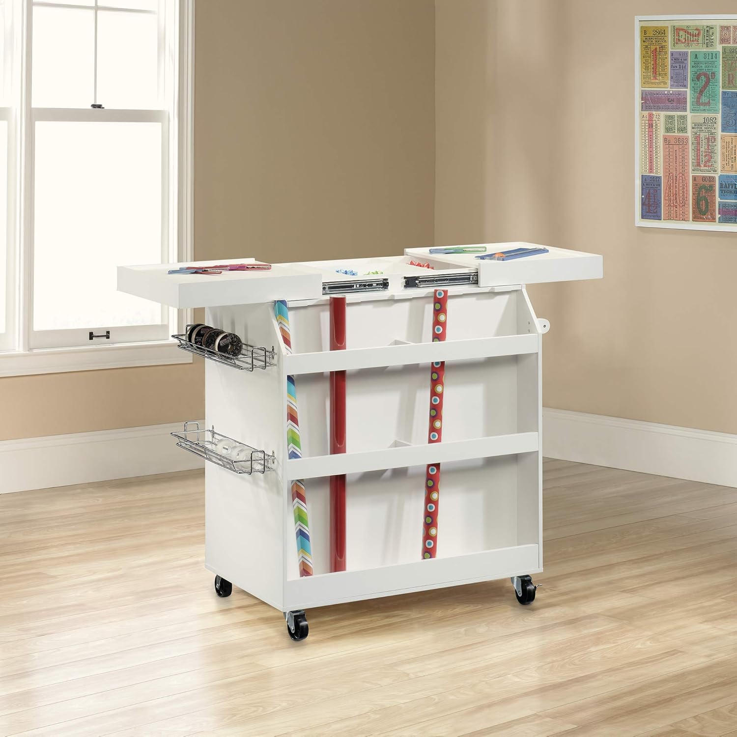 Sauder Craft Pro Series Craft Cart, Soft White finish
