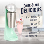 Nostalgia Two-Speed Electric Milkshake Maker and Drink Mixer, Includes 16-Ounce Stainless Steel Mixing Cup & Rod, Jade Green