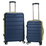 Rockland Melbourne Hardside Expandable Spinner Wheel Luggage, Checked Large 28", Black