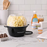 Nostalgia Non Stick Stirring Popcorn Maker for 8 Cups of Theatre Style Popcorn with Hot Oil - Dual-Use Lid & Serving Bowl - Quick Heat Technology & Cool Touch Handles - Ez Store - Black