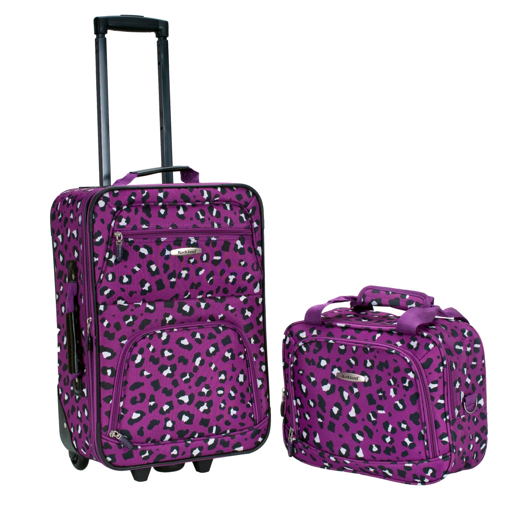 Rockland Fashion Softside 2 Piece Luggage Set, Expandable, (14" Tote/19" Upright), Purple