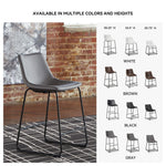 Signature Design by Ashley Centiar 24" Counter Height Modern Bucket Barstool, 2 Count, Black