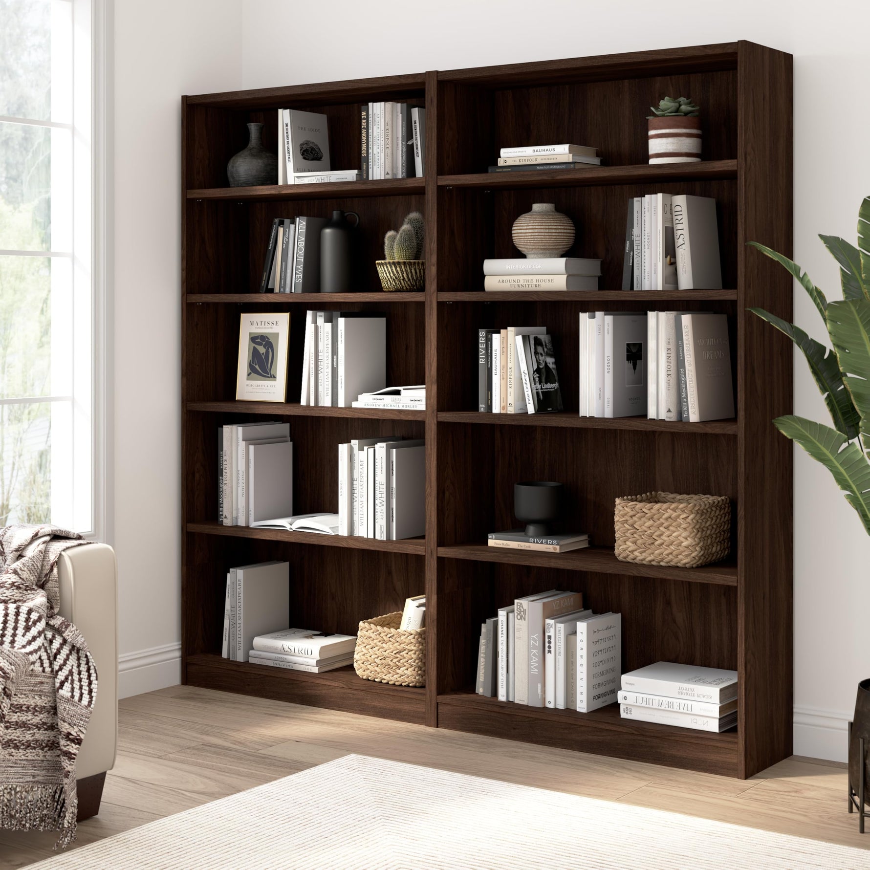 Bush Home Universal Small 2 Shelf Bookcase in Black, Low Storage and Display Bookshelf for Home Office or Living Room Organization