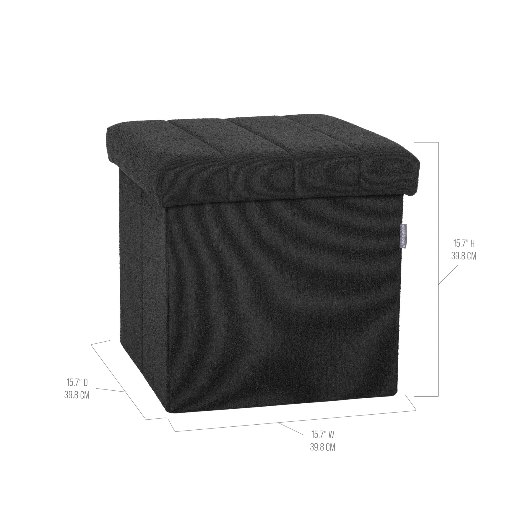 Seville Classics Cushioned Fabric Ottoman Hidden Storage Chest Footrest Chair, Padded Seat for Bedroom, Dorm, Loft, Living Room, Entryway, Hallway, Blue Velvet, 30" Bench