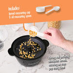 Nostalgia Non Stick Stirring Popcorn Maker for 8 Cups of Theatre Style Popcorn with Hot Oil - Dual-Use Lid & Serving Bowl - Quick Heat Technology & Cool Touch Handles - Ez Store - Black