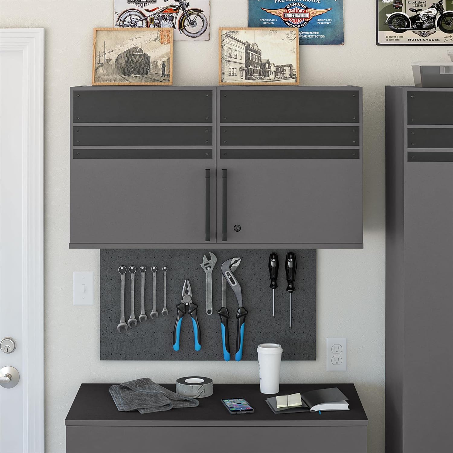 Systembuild Evolution Shelby 2 Door Storage Garage Wall Cabinet, Graphite