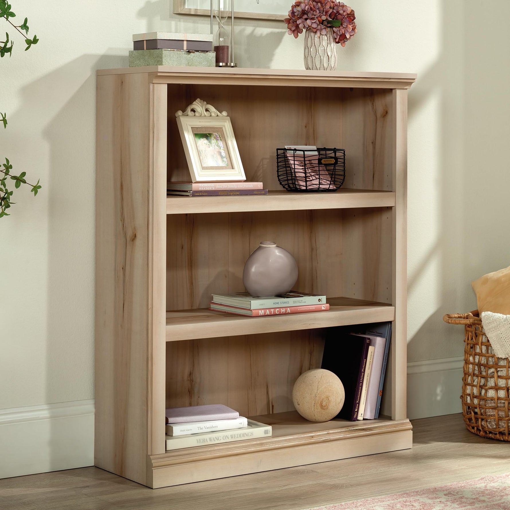 Sauder Miscellaneous Storage 3-Shelf Bookcase/ Book shelf, Oiled Oak finish