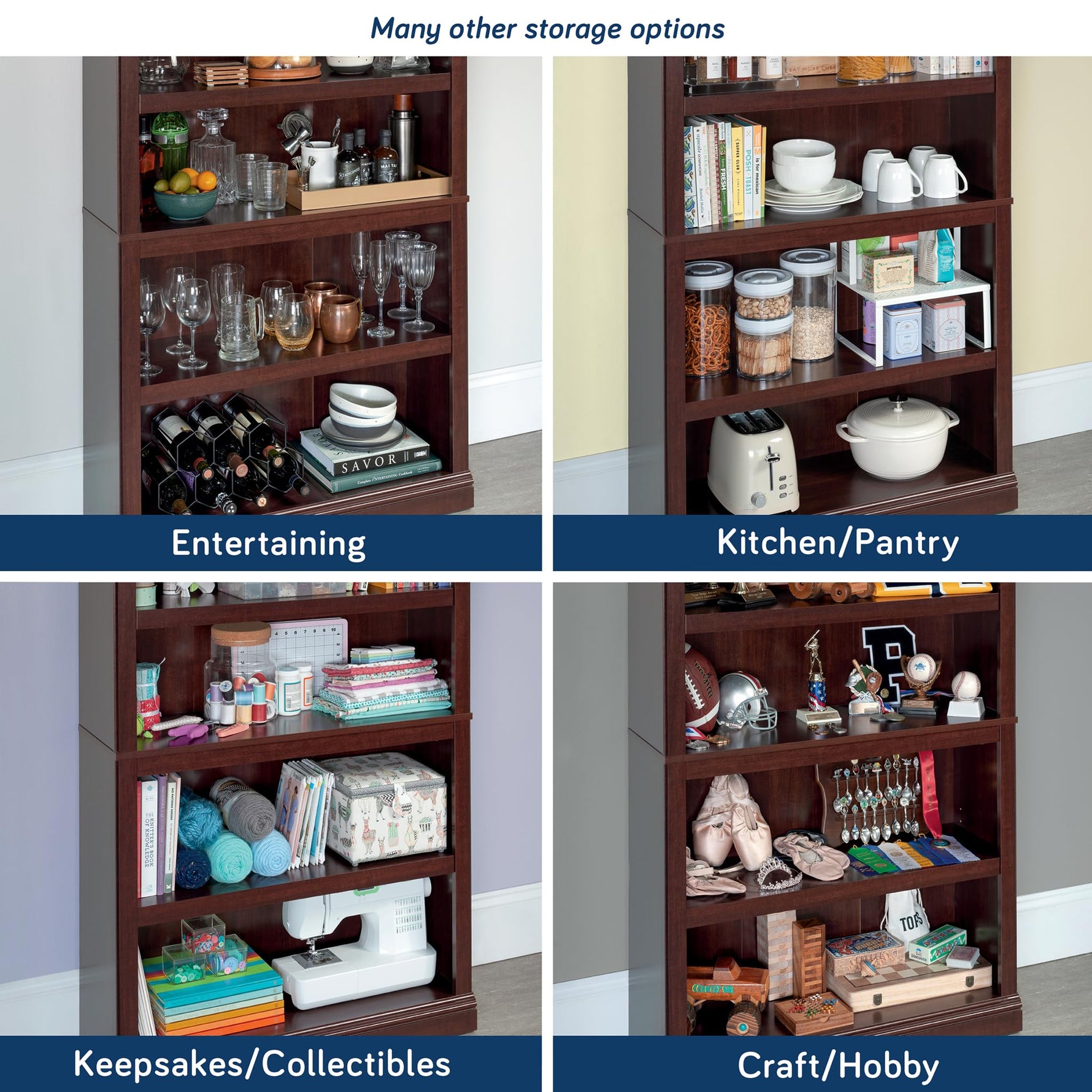 Sauder 5-Shelf Split Bookcase/ Book shelf, Oiled Oak finish