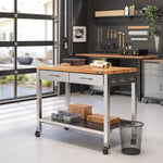 Seville Classics Commercial Work Table Island Utility Cart Prep Station, for Restaurant, Kitchen, Warehouse, Garage, Hotel, Home, Stainless-Steel Top NSF , 49" W x 24" D | Heavy-duty durable workstation supports 1,000 lb with adjustable wire shelf, is ver