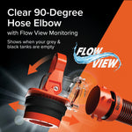 Camco Rhino RV Sewer Adapter PRO - Clear Sewer Hose Elbow with Drain Lock Adapter - Includes Ergonomic Handle & Flexible Adapter (39730)