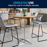 Flash Furniture Lars 30" Round Cocktail Table with 30" and 42" Columns, Adjustable Standard or Bar Height Round Table for Events or Home Use, Natural